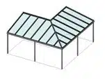 Zwei Pultdächer über Eck als Beispiel für verschiedene Formen für Wintergartendächer und alternative Dachvarianten.