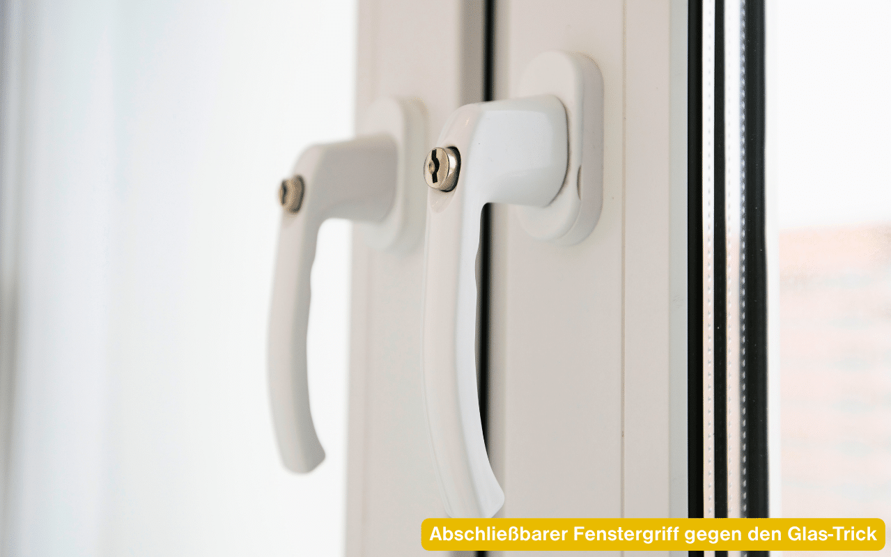 Abschließbarer Fenstergriff gegen den Glas-Trick schützt vor dem Öffnen des Fensters nach Einschlagen der Scheibe