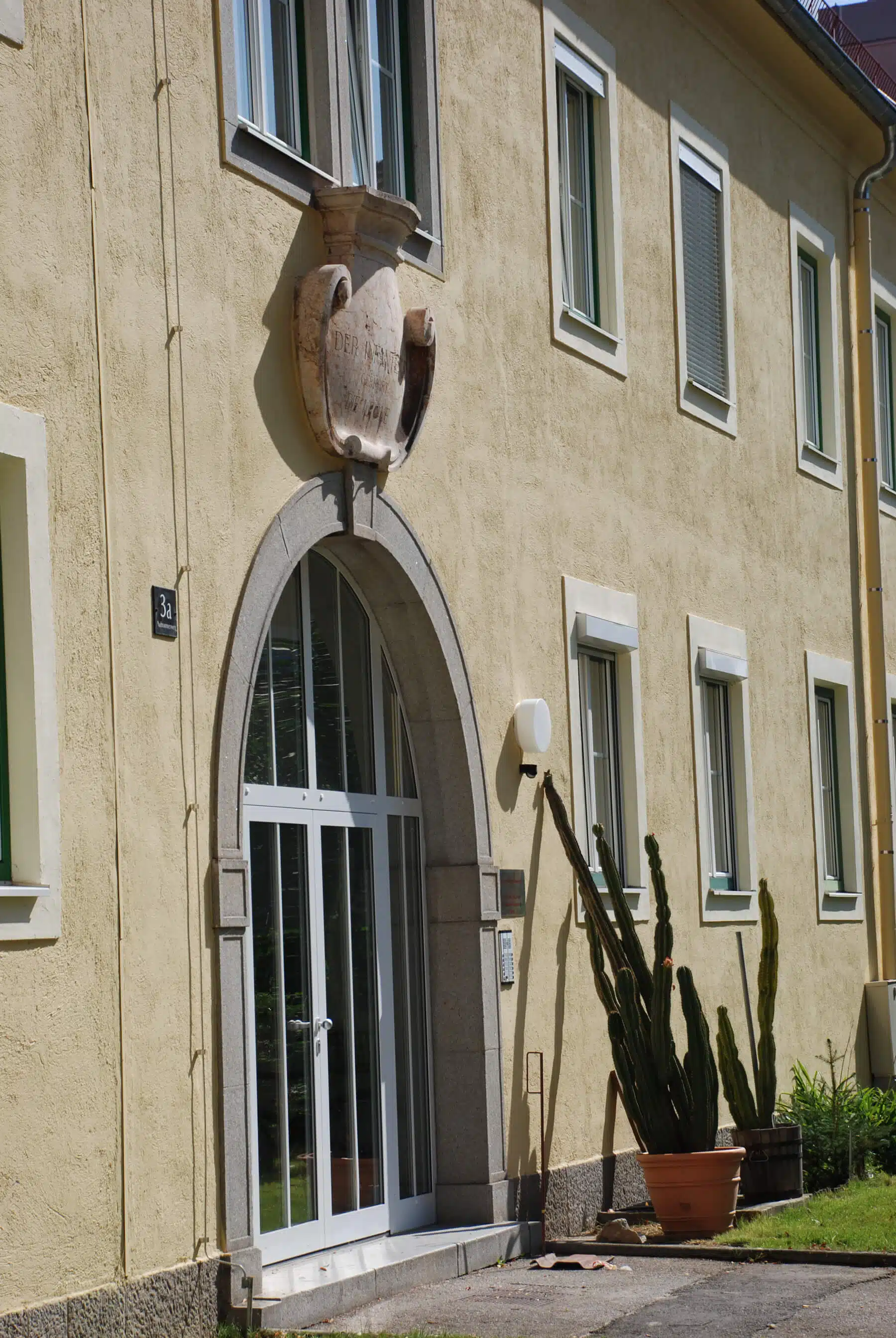 Alu-Eingangstüre in weiß mit Rundbogen