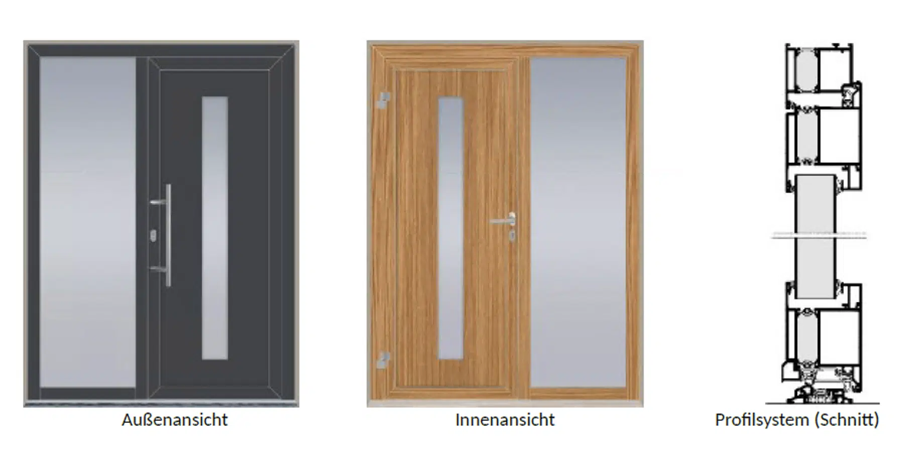 Aluminium Eingangstüre außen RAL 7016 - innen Holzdekor douglasie