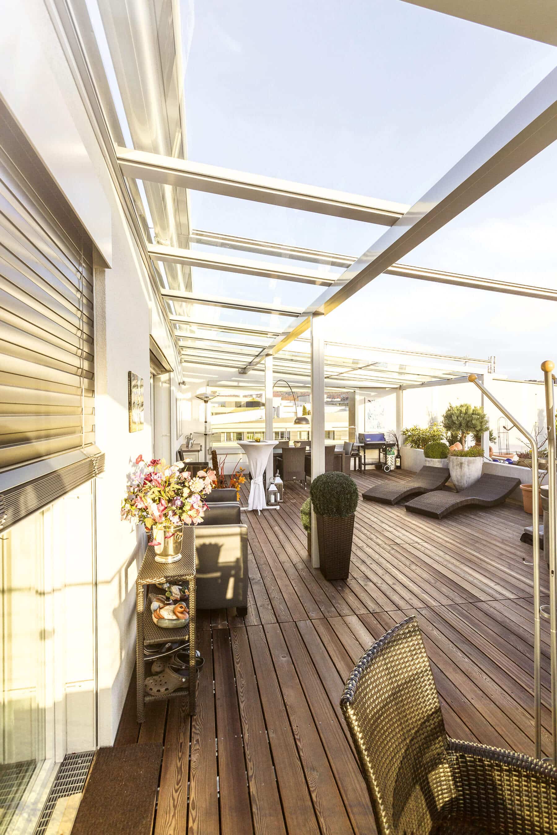 Aluminium-Glas-Konstruktion für Dachterrasse