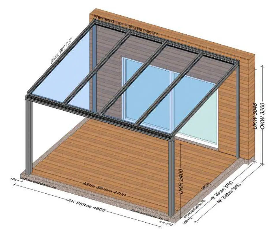Aluminium Terrassendächer mit Echtglas VSG