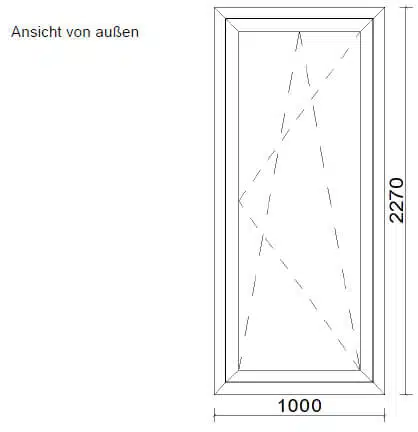 Aluminium-Terrassentüre anthrazit - Skizze