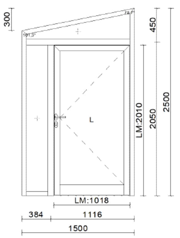 Aluminium Türe mit Oberlichte oben schräg