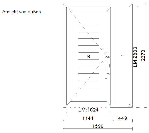 Aluminium Türelement mit Seitenteil - Modell Atik