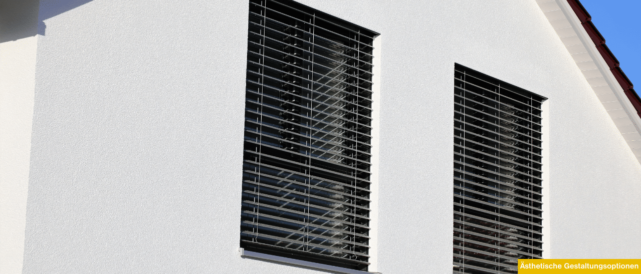 Außenjalousie für Fenster in moderner Optik bietet Sonnenschutz, Privatsphäre und passt sich harmonisch an die Hausarchitektur an.