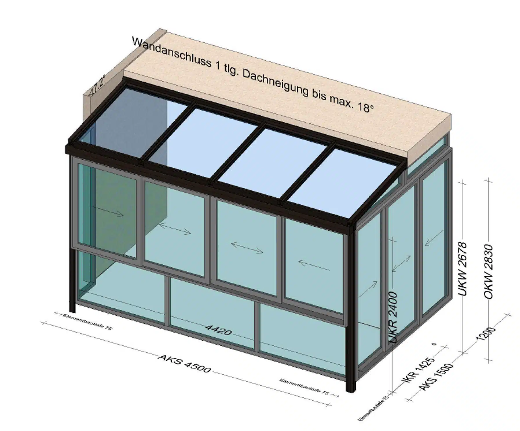 Balkon Wintergarten mit Dach Glas