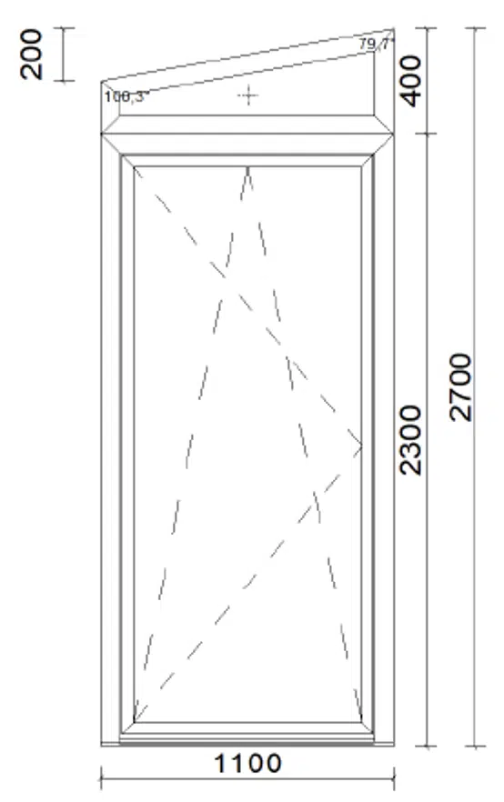 Balkontür mit Oberlicht - oben schräg