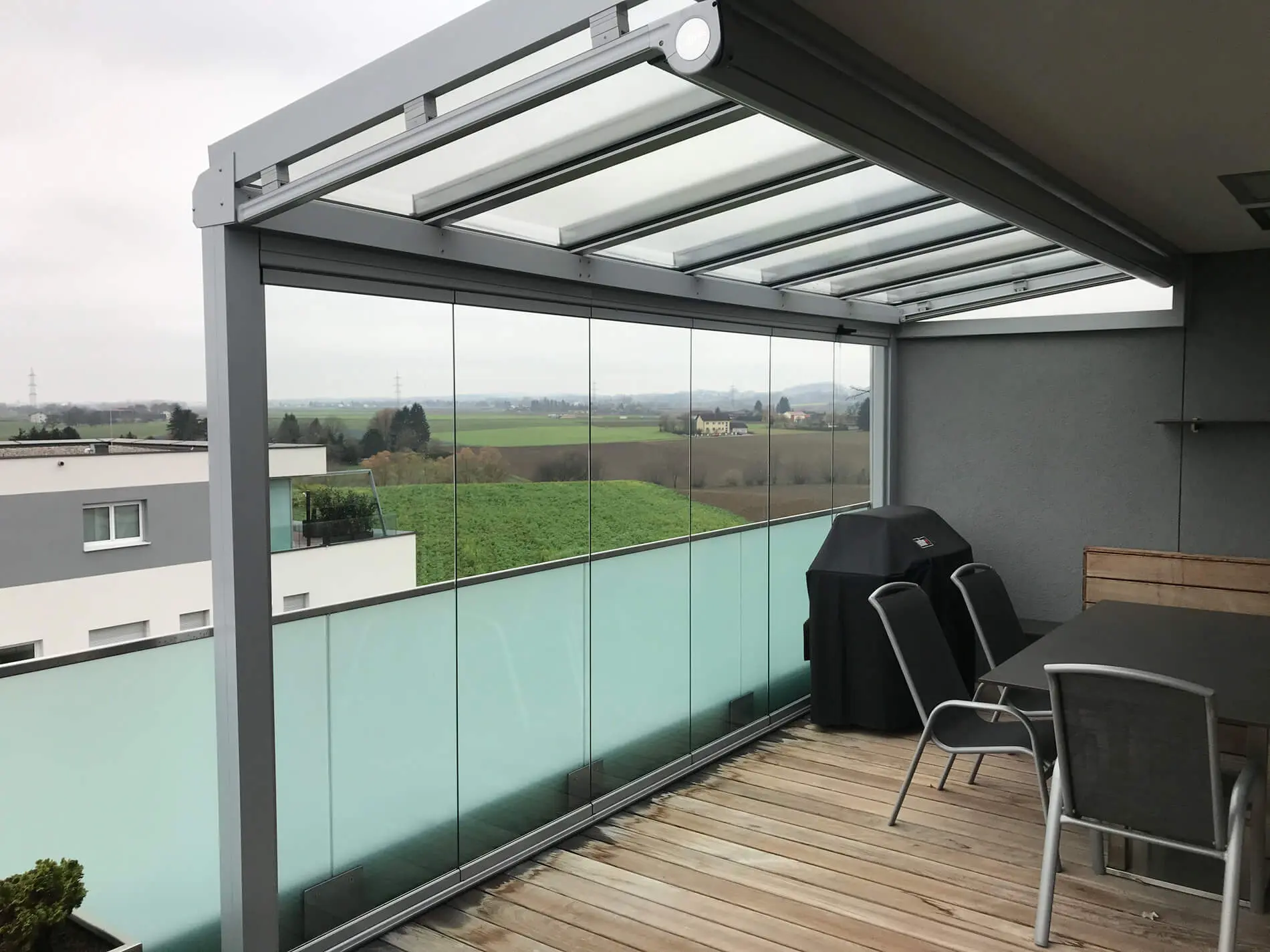 Balkonüberdachung Glas - Material Alu