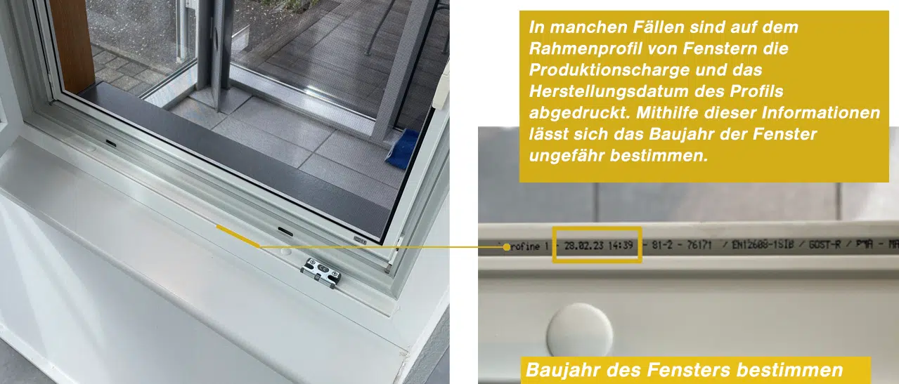 Baujahr des Fensters bestimmen