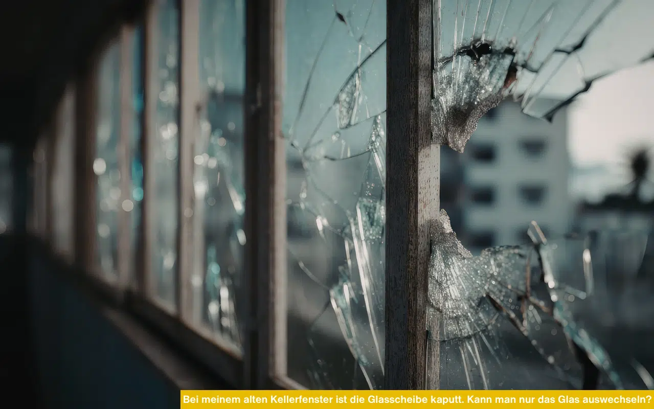 Bei meinem alten Kellerfenster ist die Glasscheibe kaputt. Kann man nur das Glas auswechseln? Glasschaden im Fenster.