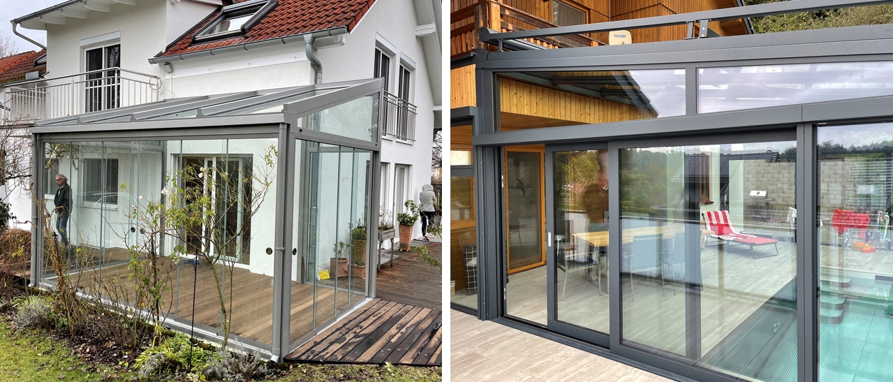 Farben für Wintergärten: Sommergarten in RAL 9007 Graualuminium und Wintergarten in RAL 7016 Anthrazitgrau