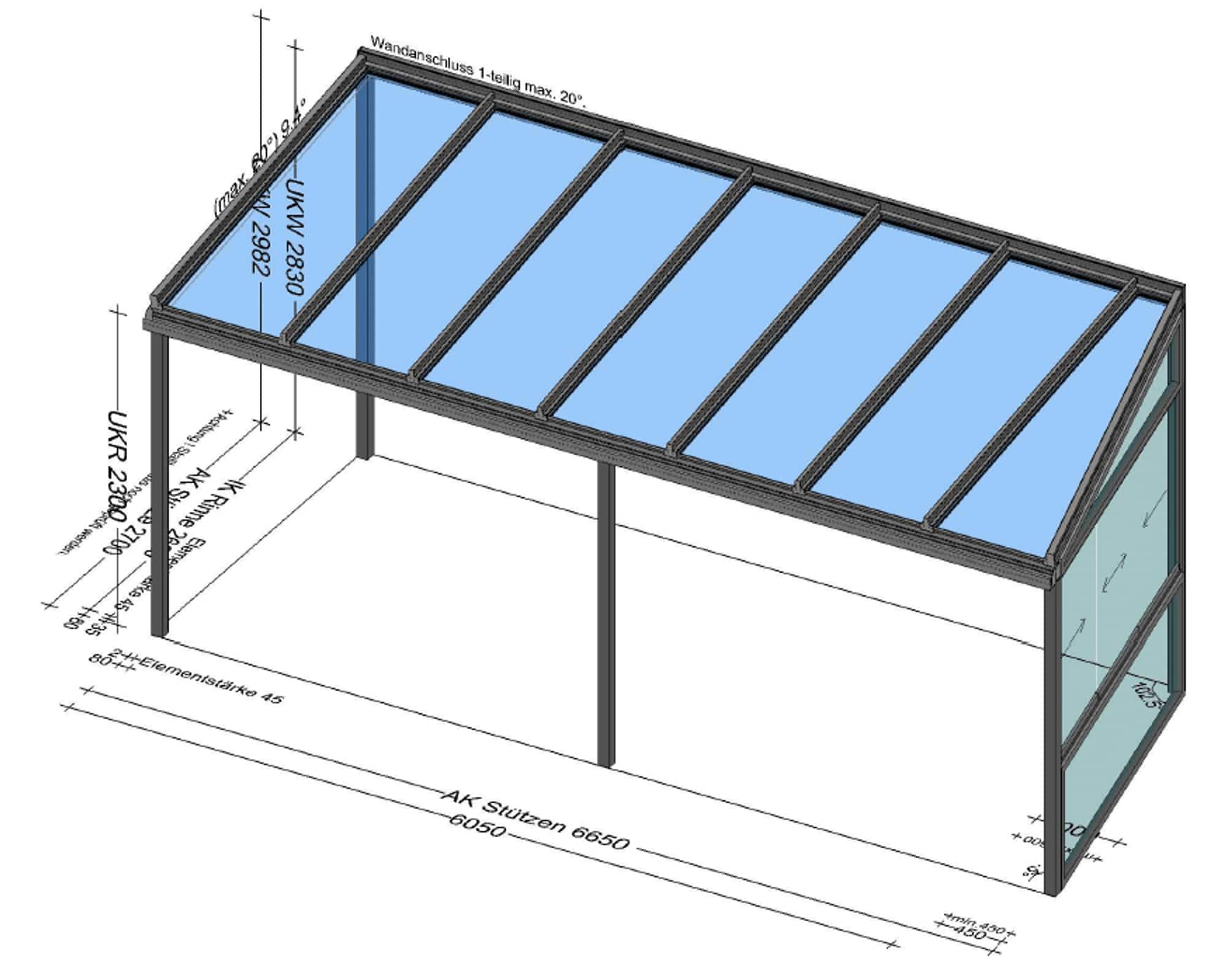 Bestehende Terrassenüberdachung seitlich mit Schiebefenster zu machen