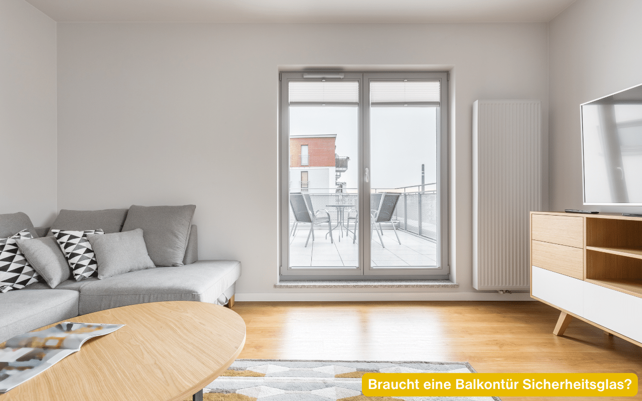 Braucht eine Balkontür Sicherheitsglas? Helle Balkontür mit großer bodentiefer Verglasung zum Balkon