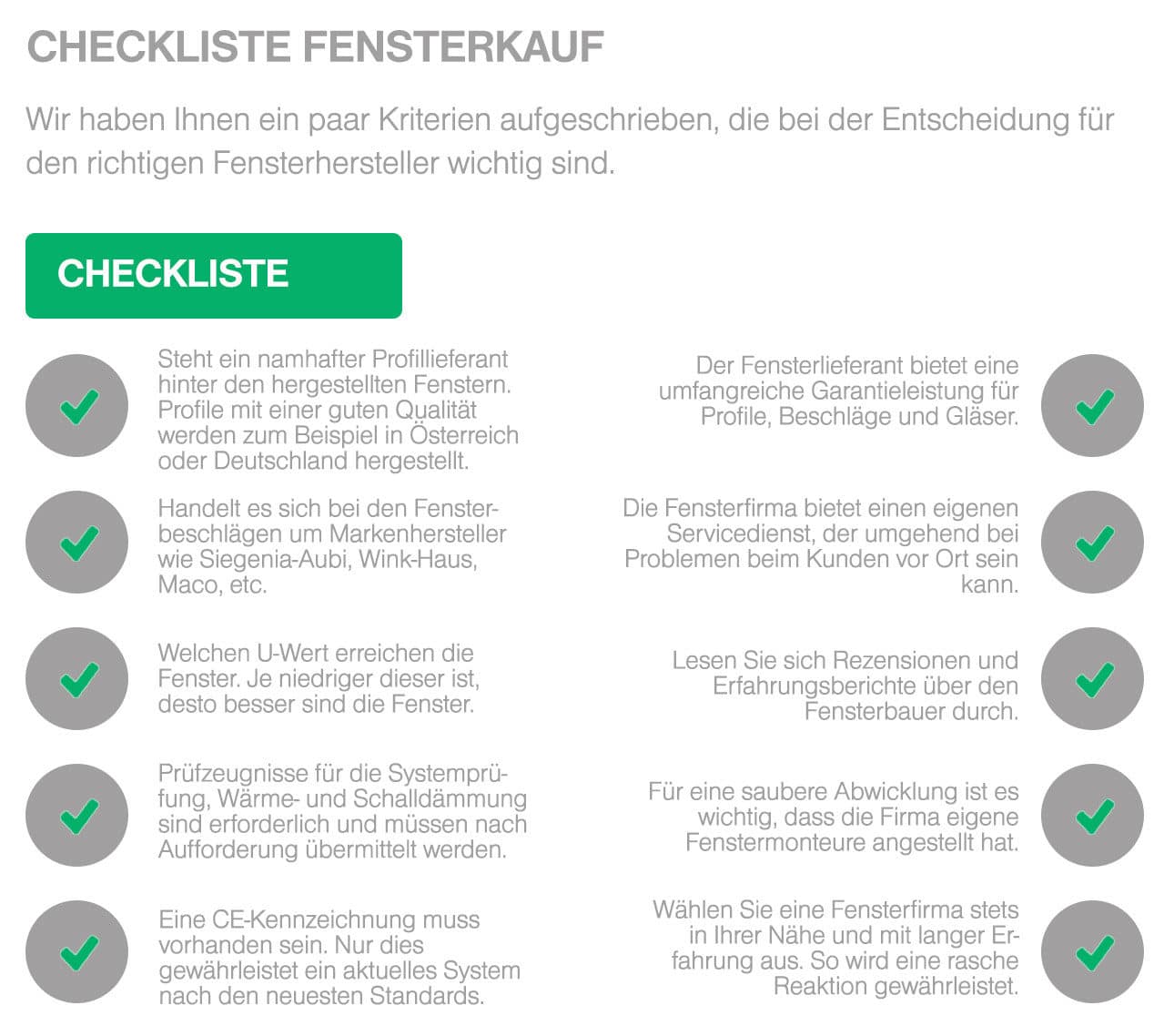 Checkliste Fensterkauf