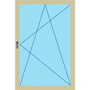 Schematische Darstellung eines Dreh-Kipp Fensters zur Veranschaulichung der Öffnungsmechanismen.