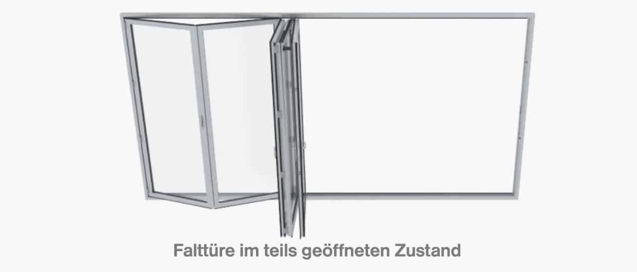 Falttüre im teils geöffneten Zustand