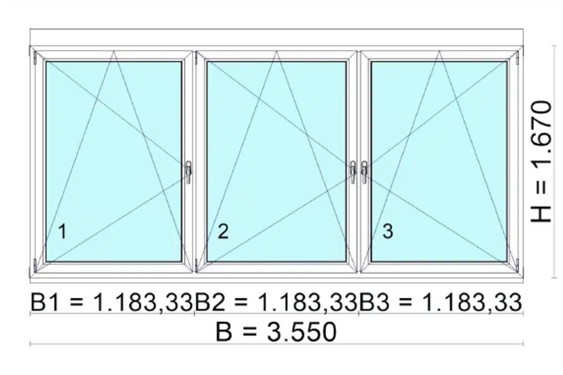 Fenster 3 flügelig mit Kämpfer