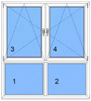 Fenster 4-teilig mit Unterlichte