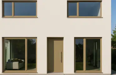 Fenster in RAL 1019 Graubeige kombinieren warme Farbnuancen mit moderner Architektur und schaffen ein natürliches, elegantes Fassadenbild