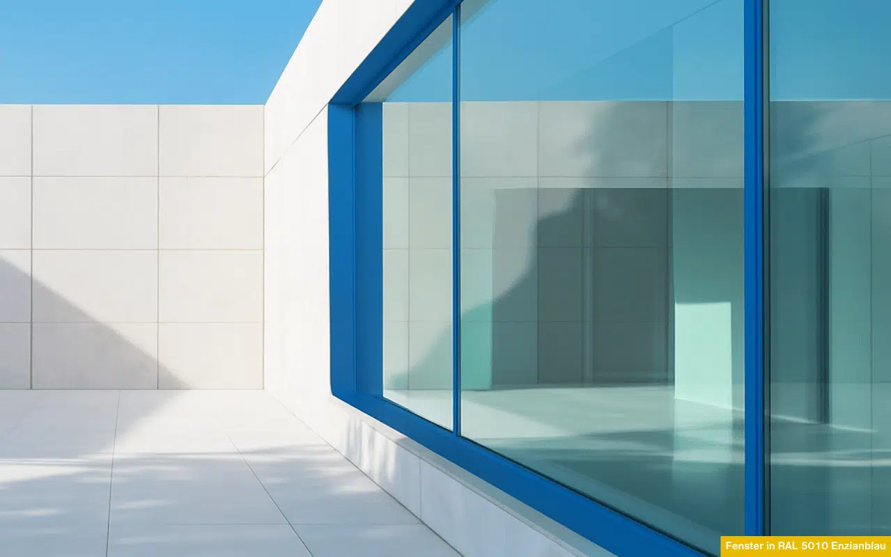 Fenster in RAL 5010 Enzianblau verleihen modernen Gebäuden eine markante, aber elegante Note. Der kräftige Blauton harmoniert besonders mit hellen Fassaden und setzt klare architektonische Akzente bei Neubauten und Sanierungen.