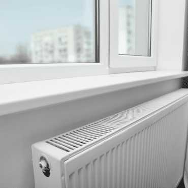 Fenster oder Heizung zuerst? Warum der Fenstertausch vor der Wärmepumpe kommt, Heizkörper unter weißem Fenster