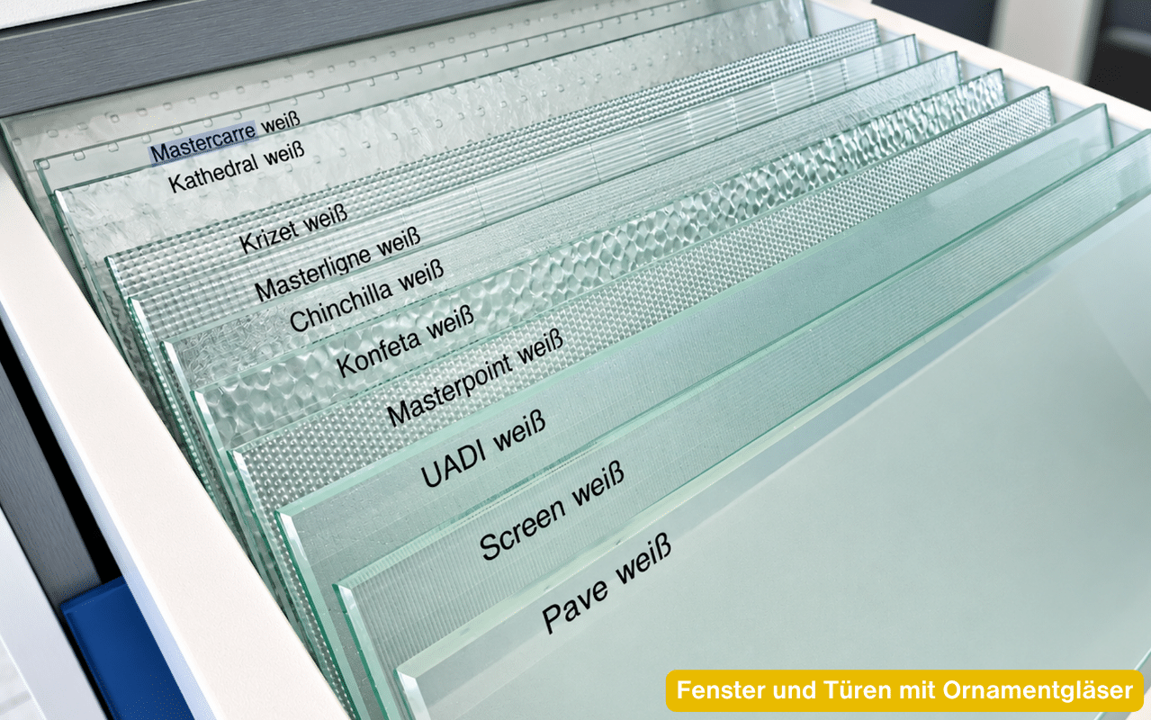 Fenster und Türen mit Ornamentgläser – verschiedene Glasstrukturen für Sichtschutz und individuelle Gestaltung