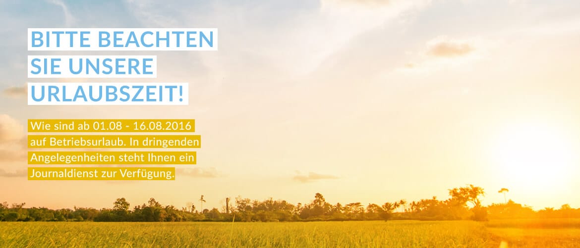 Hinweisgrafik über Sommerwiese: Fenster-Schmidinger Betriebsurlaub. Wir machen Pause und tanken neue Energie.