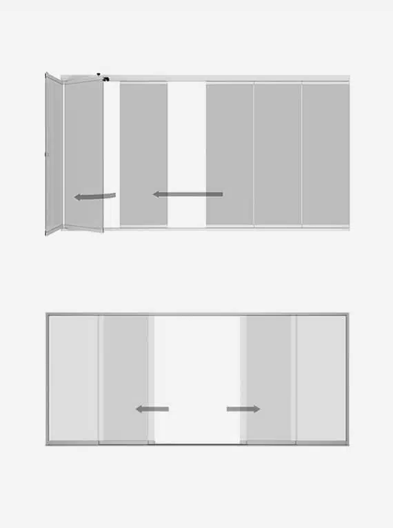 Schematische Skizze Öffnung Glastüren