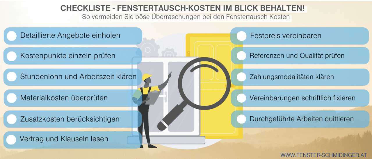 Checkliste: So vermeiden Sie böse Überraschungen bei den Kosten für den Fenstertausch!
