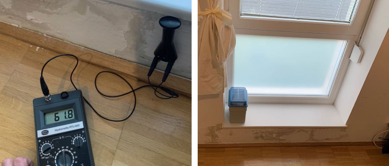 Feuchtemessgerät Wand / Undichtes Fenster - Putz löst sich + Schimmelbildung