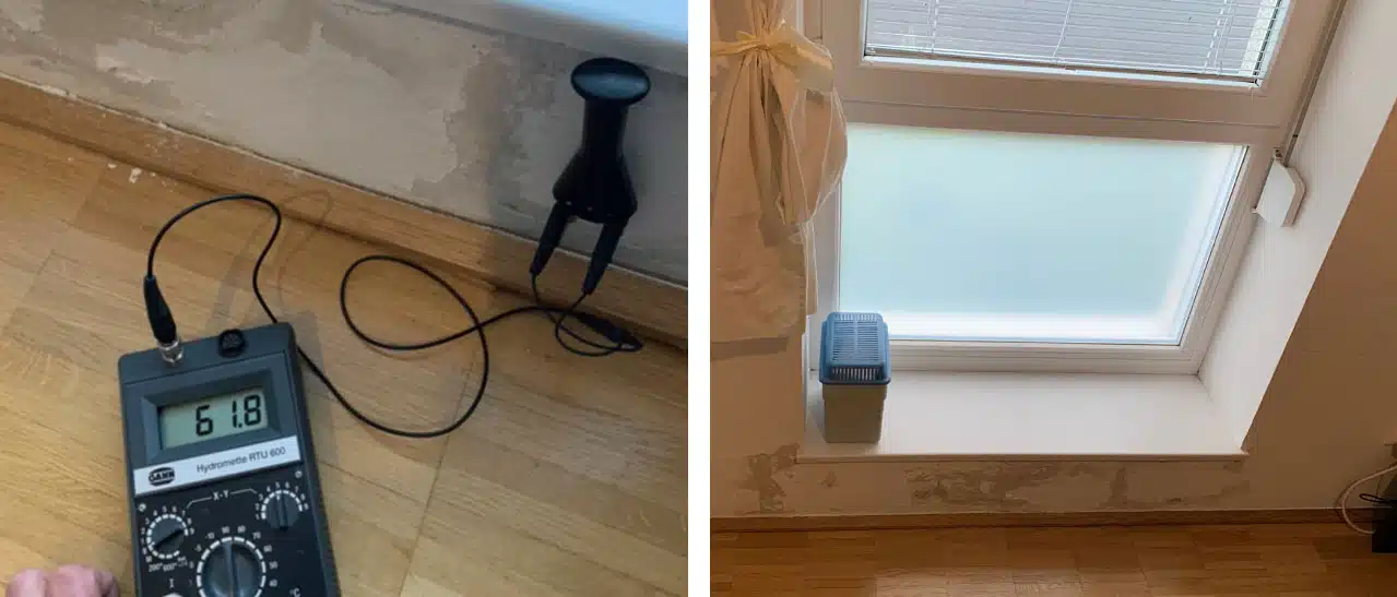 Feuchtemessgerät Wand / Undichtes Fenster - Putz löst sich + Schimmelbildung
