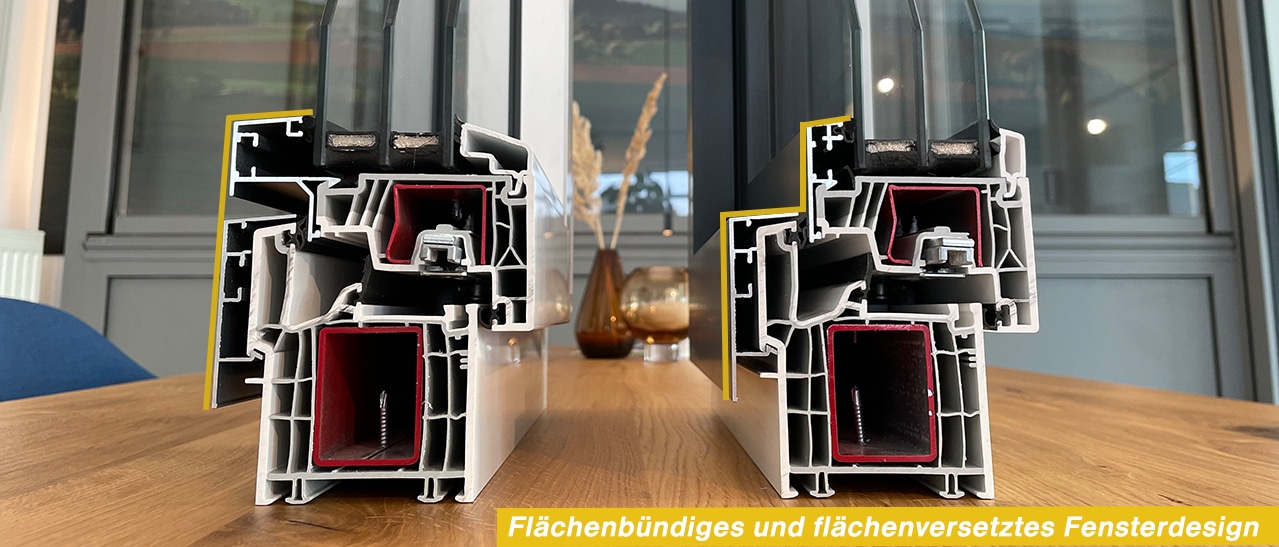 Flächenbündiges und flächenversetztes Fensterdesign Unity Serie - Kunststoff-Aluminium