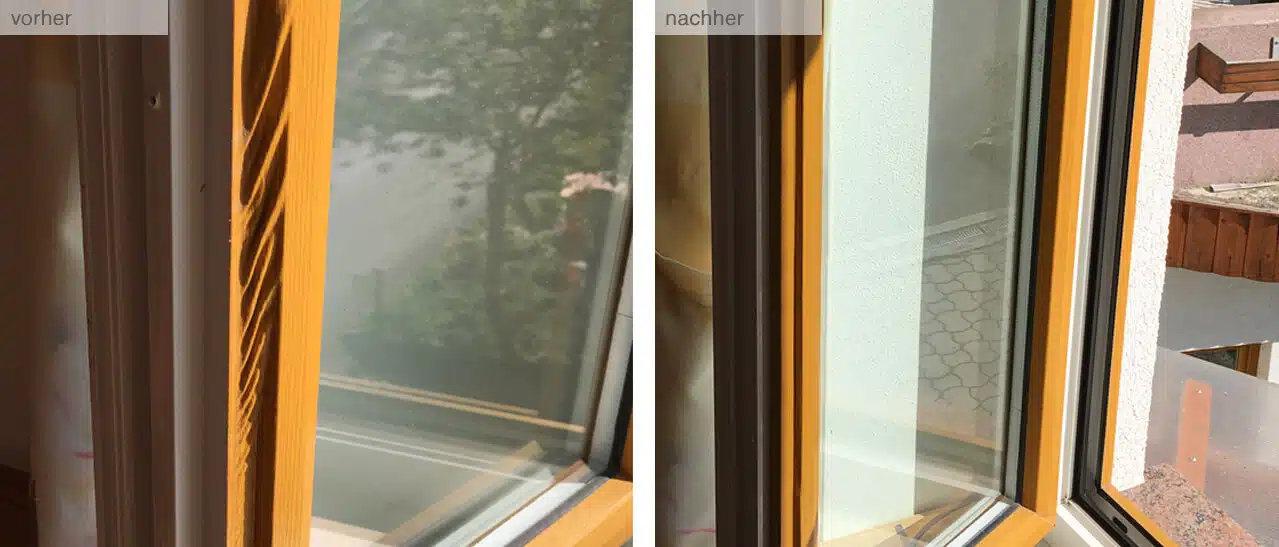 Folierung beim Fenster löst sich - vorher-nachher