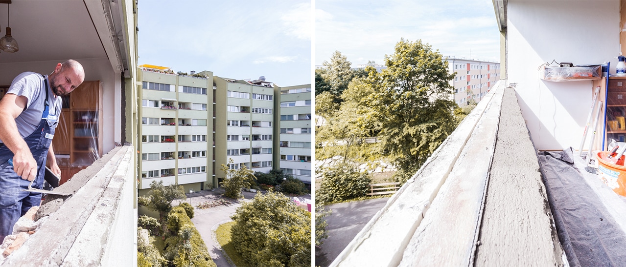 Für die ÖNORM B 5320 Montage ist ein glatter Untergrund für den Anschluss erforderlich - der sogenannte Glattstrich