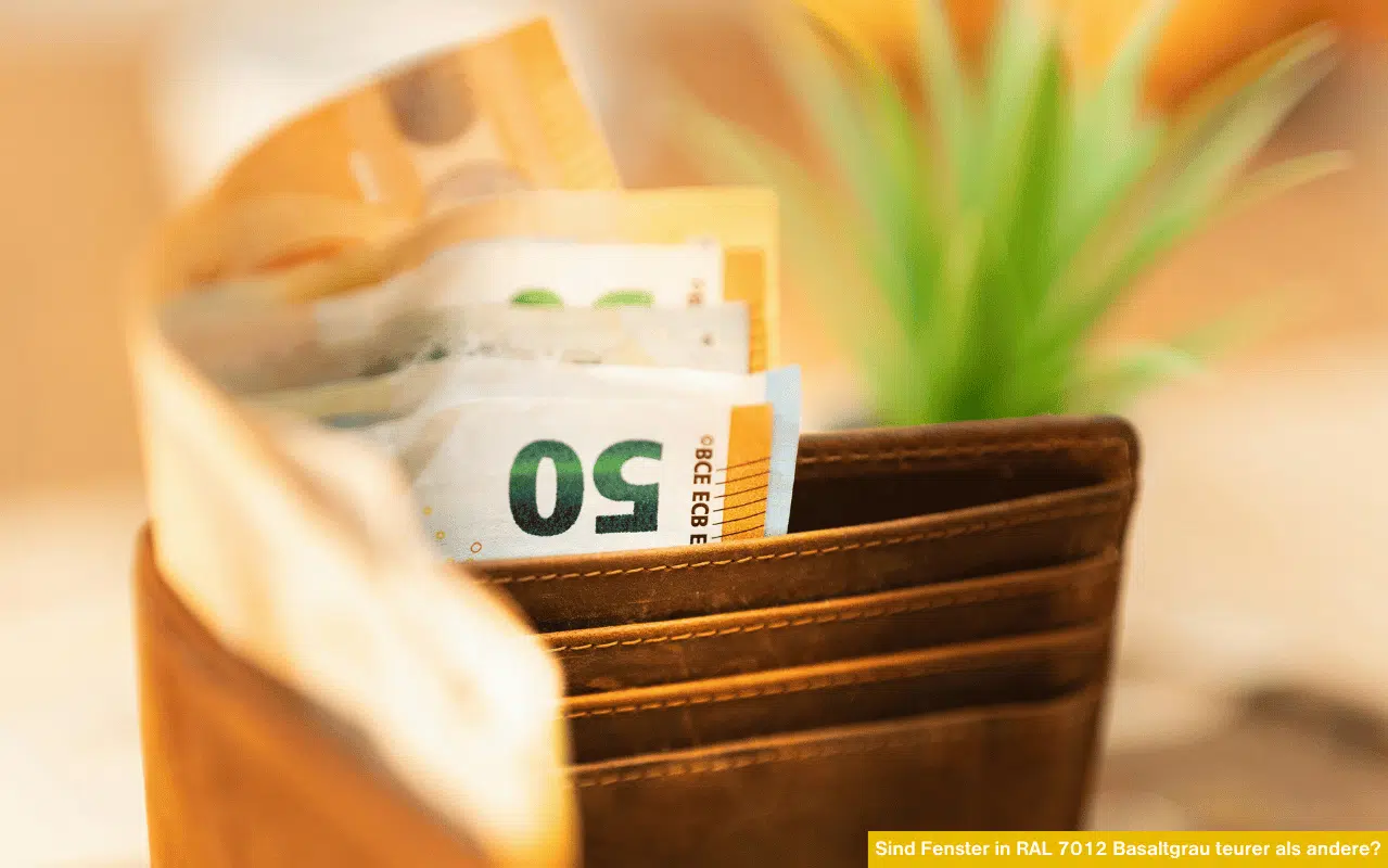 Geldbörse mit Euro-Scheinen symbolisiert die Preisfrage: Sind Fenster in RAL 7012 Basaltgrau teurer als andere?