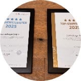 Zwei Zertifikate, Top-Dienstleister 2025 und Vom Kunden empfohlen 2025