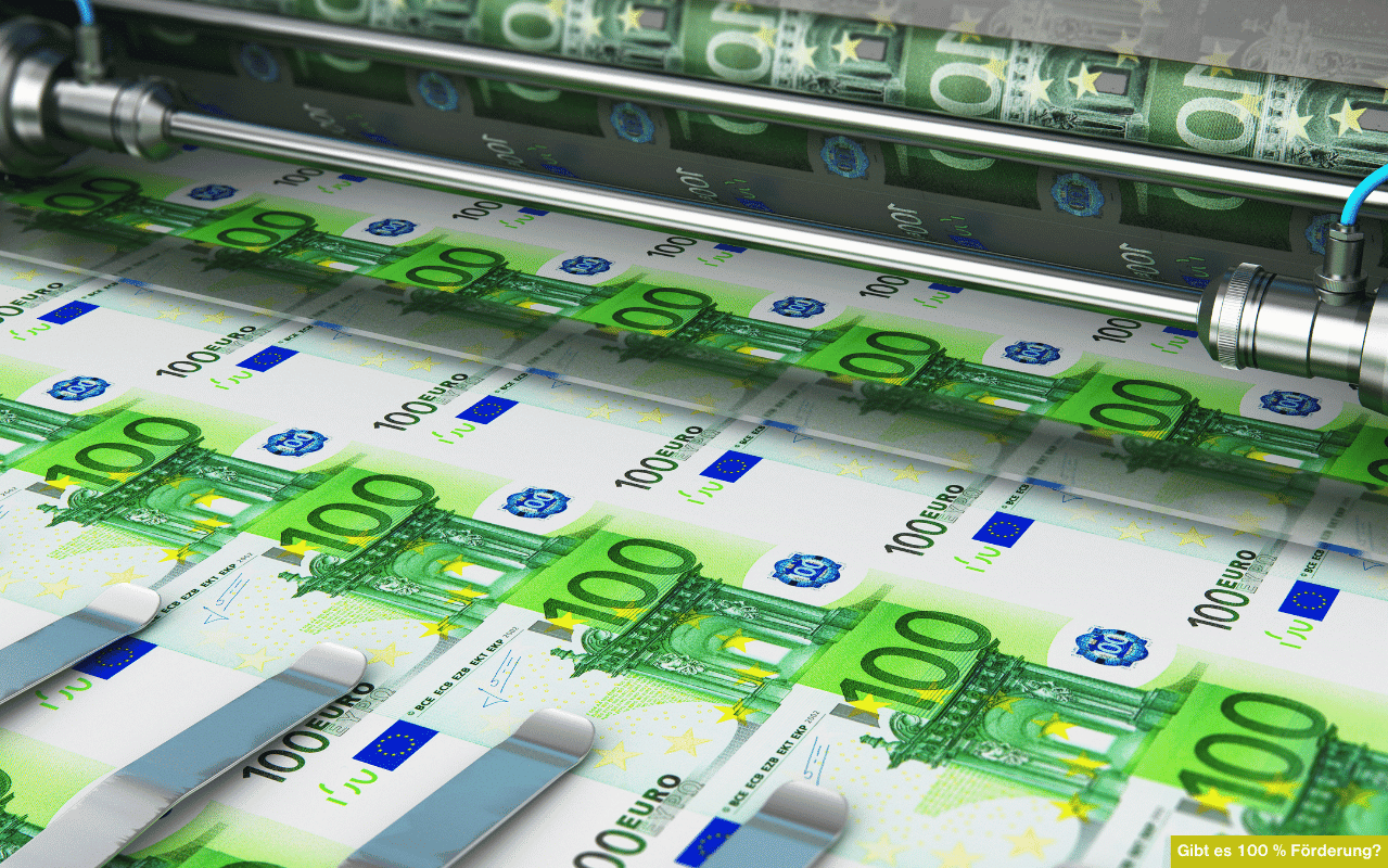 Gibt es 100 Prozent Förderung? Eurobanknoten als Darstellung hoher Förderquoten.