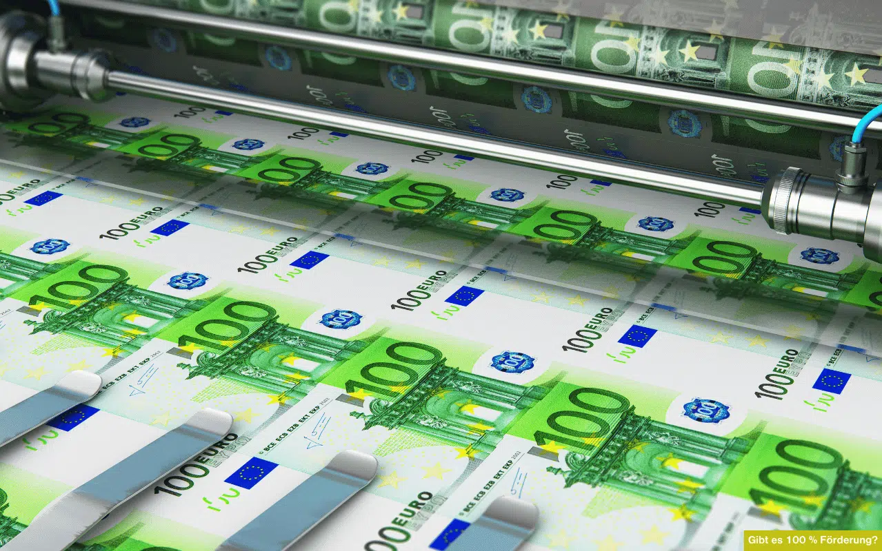 Gibt es 100 Prozent Förderung? Eurobanknoten als Darstellung hoher Förderquoten.