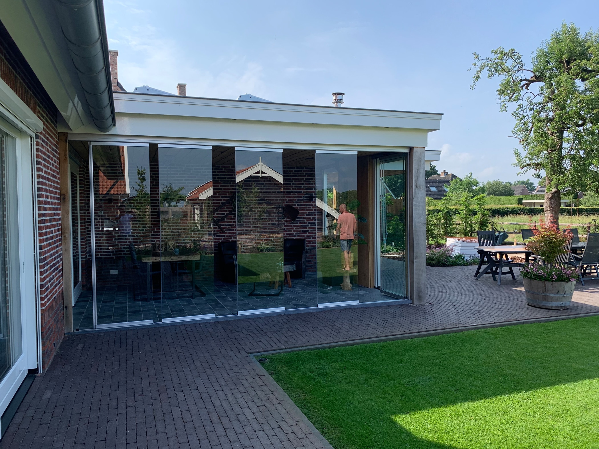 Glas Schiebe Dreh Türen - Terrasse winterfest machen