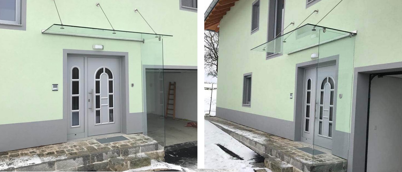 Glas-Vordach vom Glaser - Individuell angefertigt