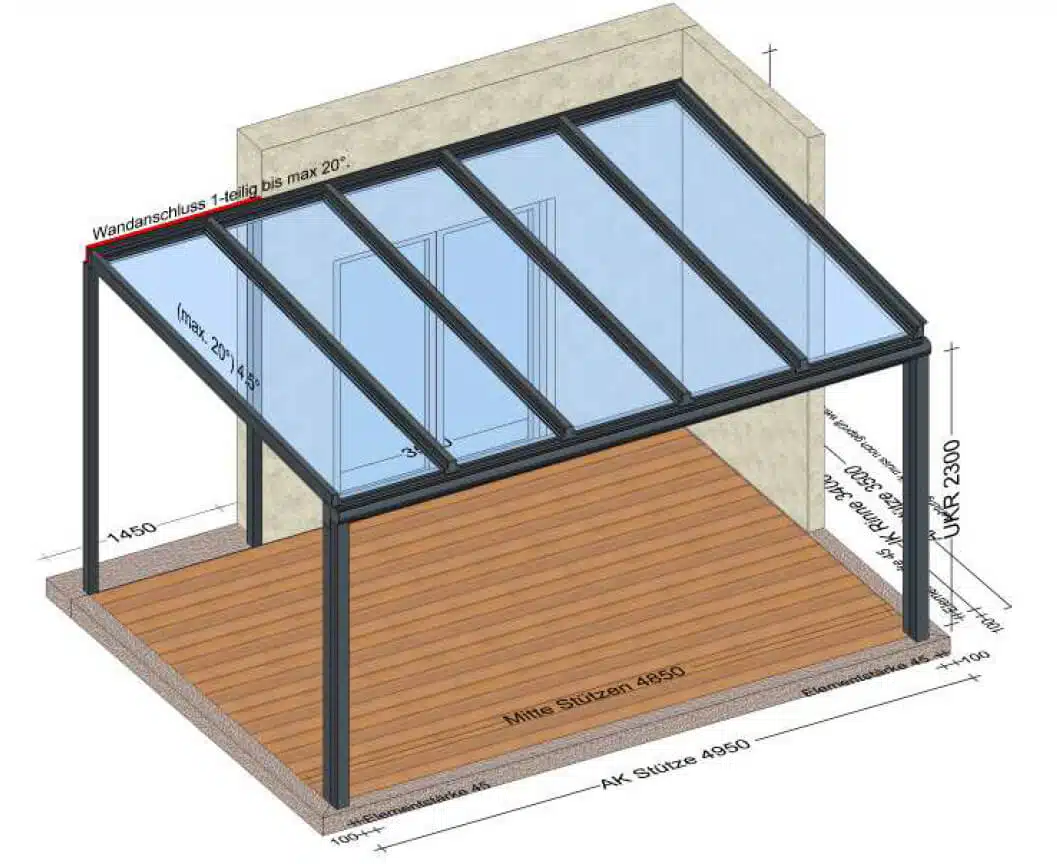 Glasdach Terrasse Alu