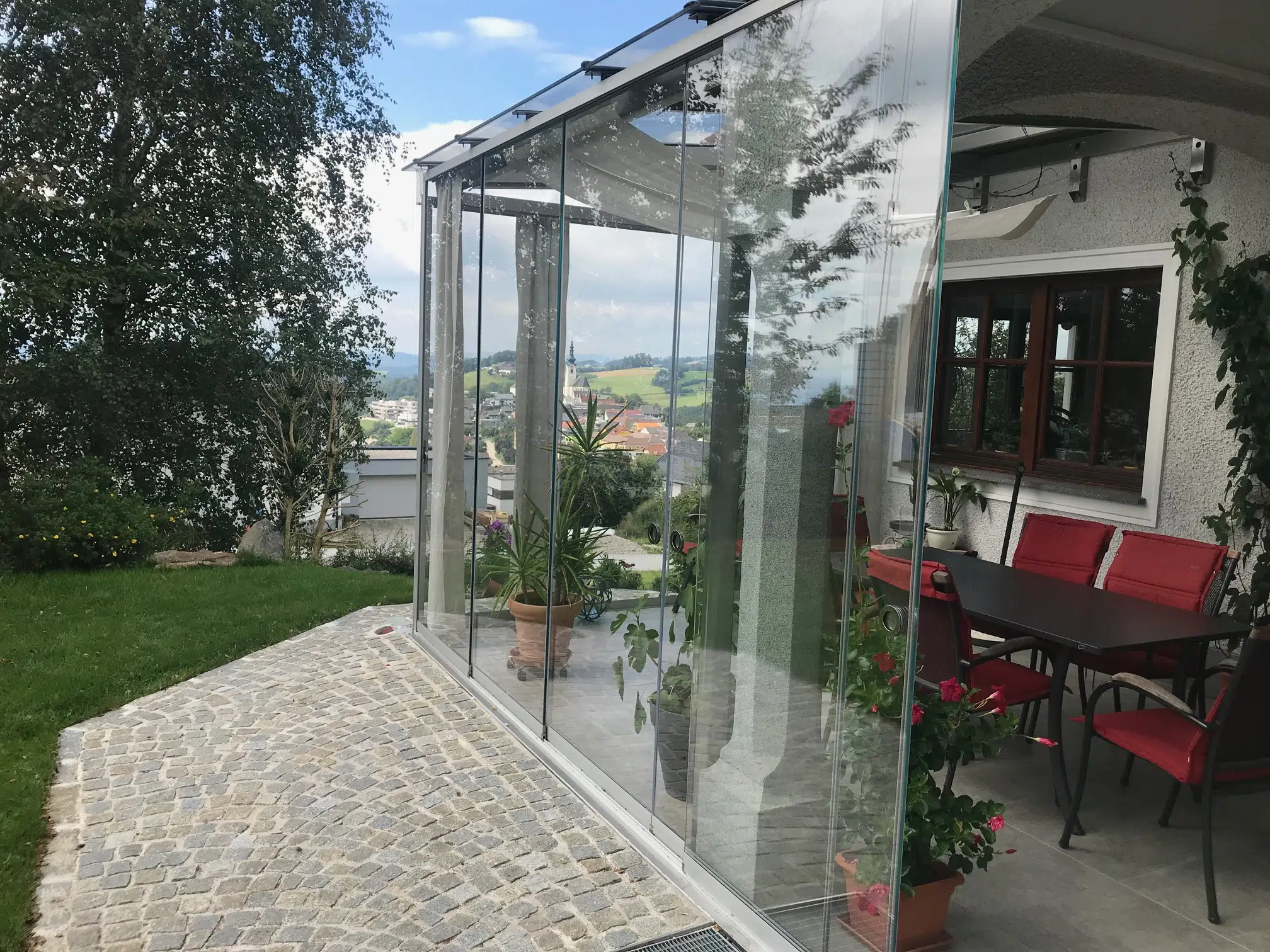 Glasschiebeelemente für Sommergarten in Gramastetten OÖ