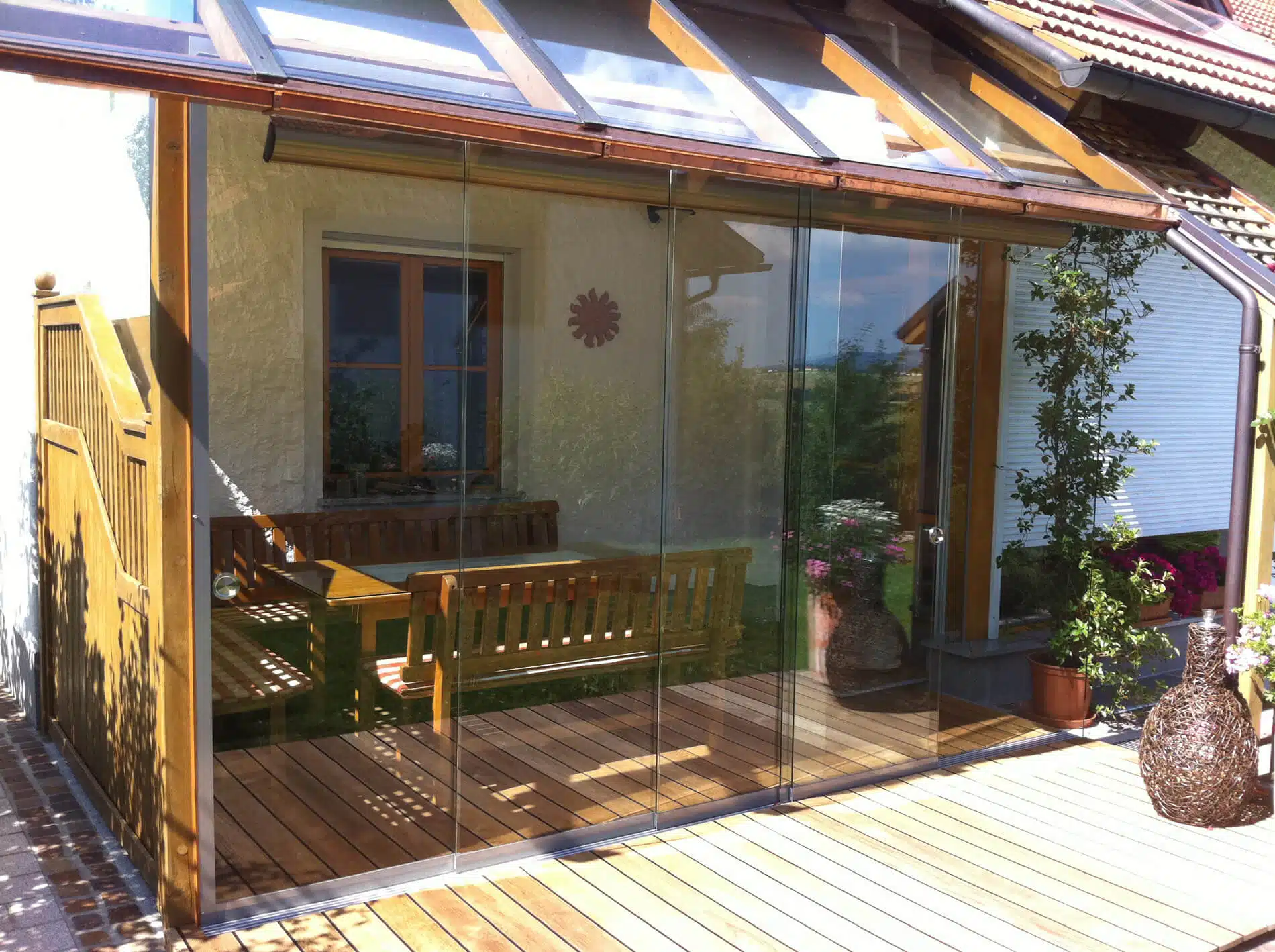 Glasschiebetüren außen Terrassenverglasung