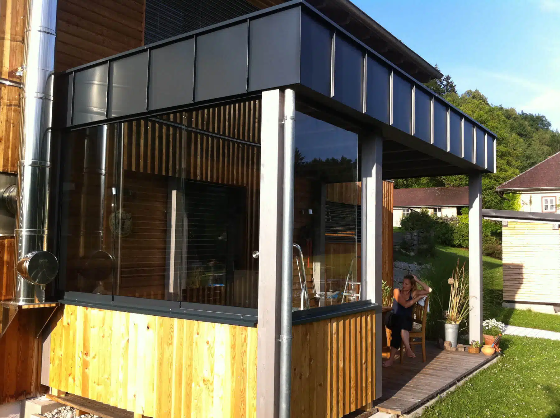 Glasschiebetüren für Pergola