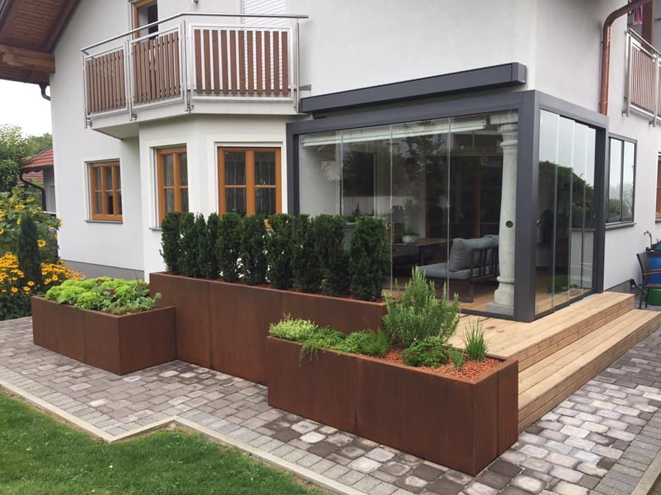 Glasschiebewand Terrasse mit Montage