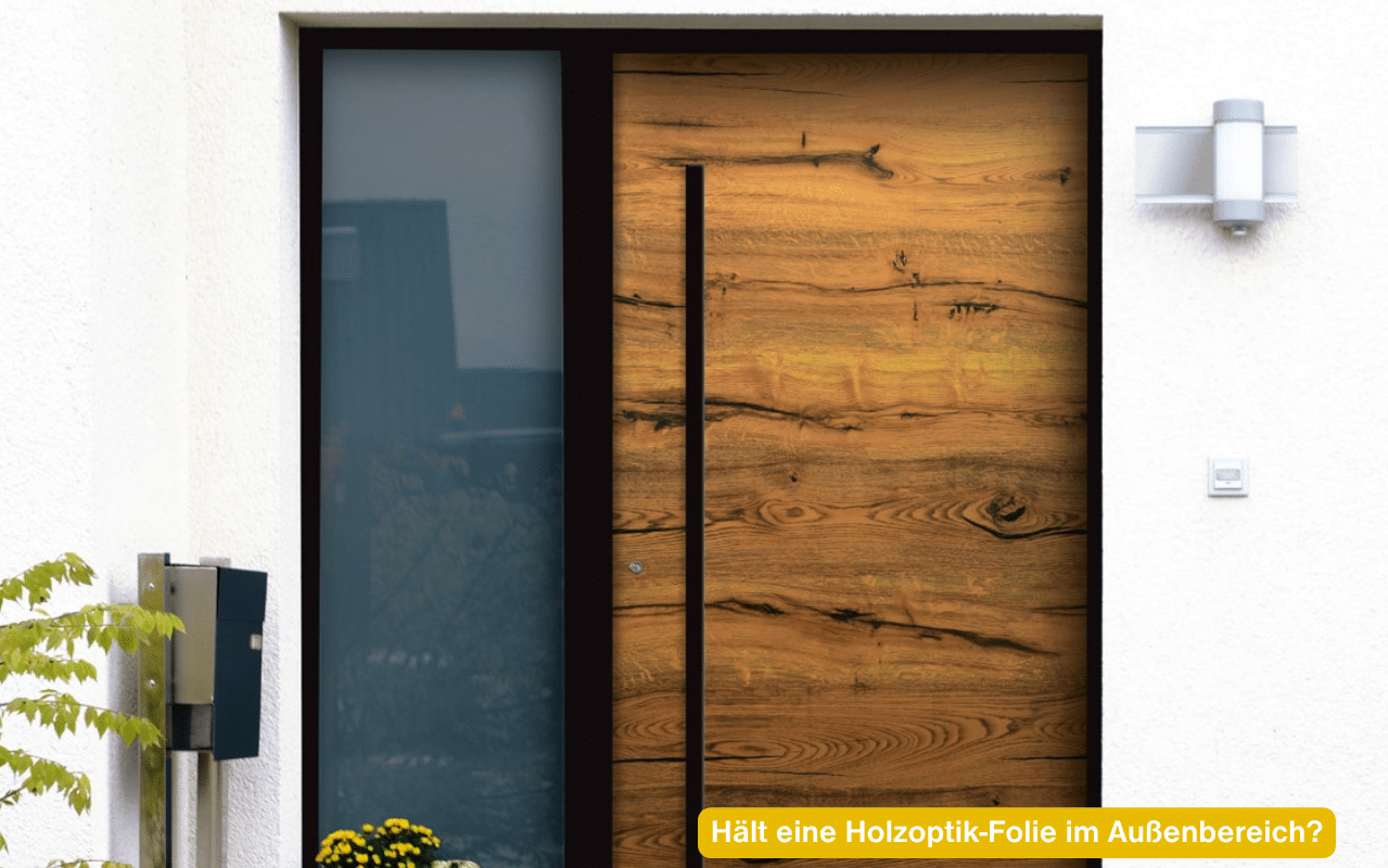 Hält eine Holzoptik-Folie im Außenbereich? Alu-Haustür außen mit Holzoptik-Pulverbeschichtung