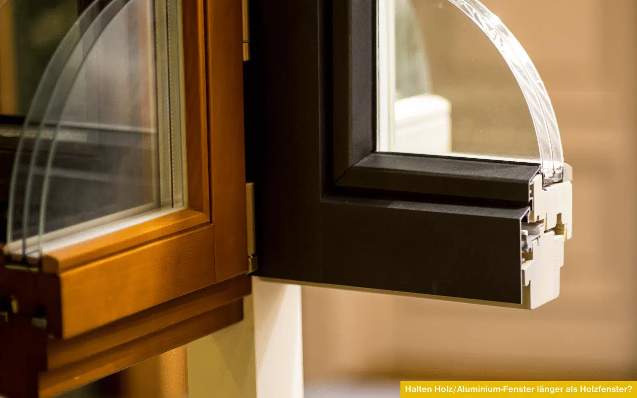 Halten Holz Aluminium Fenster länger als Holzfenster Detailansicht Holzfenster neben Holz Alu Fenster Unterschied Materialien und Schutz