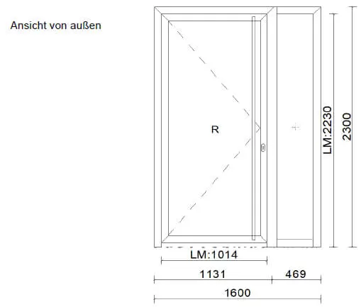 Haustüre mit Seitenteil - Aluminium Skizze