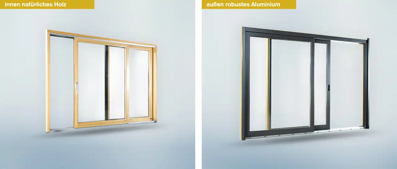 Hebeschiebetür Holz Alu